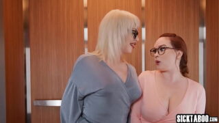 Lusty busty MILF Summer Hart gets fucked in elevator by big cock shemales Izzy Wilde and big cock Kasey Kei